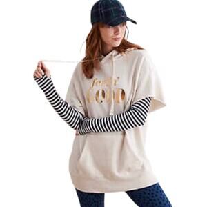 Aerie Feelin' Good Short Sleeve Oversized Hoodie Size Large